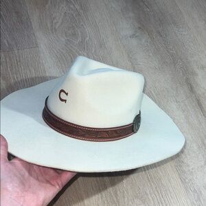 Charlie Horse wool white sands  Western Felt Hat with Brown Leather Band